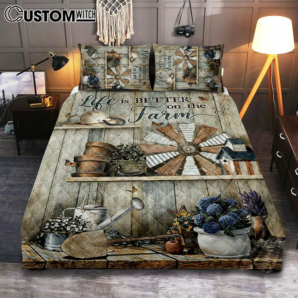 Life Is Better On The Farm Quilt Bedding Set Art – Christian Art – Bible Verse Bedroom – Religious Home Decor