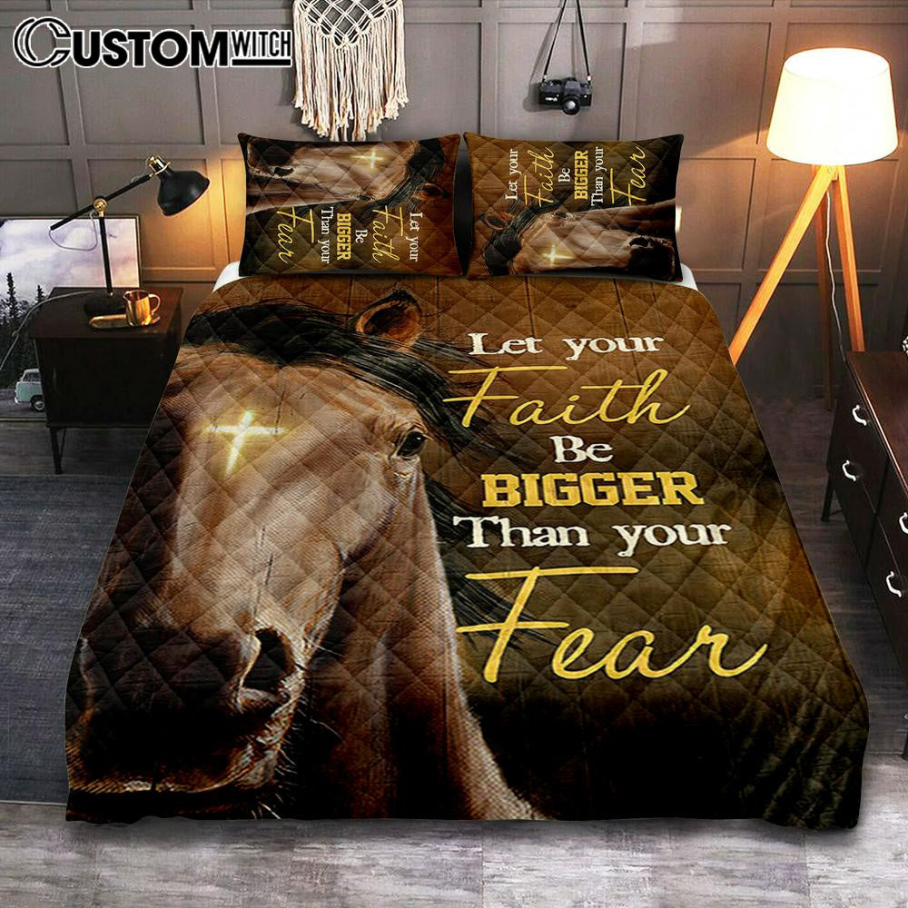Let Your Faith Be Bigger Than Your Fear Face Of Horse Cross Quilt Bedding Set – Lion Quilt Bedding Set Print – Christian Bedroom – Religious Home Decor Let Your Faith Be Bigger Than Your Fear Face Of Horse Cross Quilt Bedding Set – Lion Quilt Bedding Set Print – Christian Bedroom – Religious Home Decor