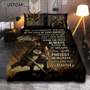 Knight Armor Of God Jesus Painting Quilt Bedding Set – Be Without Fear In The Face Of Your Enemies Quilt Bedding Set Bedroom – Christian Quilt Bedding Set Prints