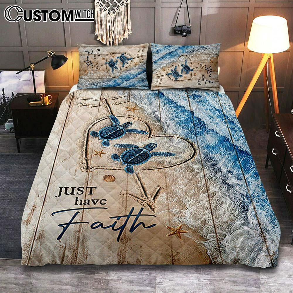 Just Have Faith Blue Turtle Quilt Bedding Set Bedroom – Bible Verse Quilt Bedding Set Art – Christian Home Decor Just Have Faith Blue Turtle Quilt Bedding Set Bedroom – Bible Verse Quilt Bedding Set Art – Christian Home Decor