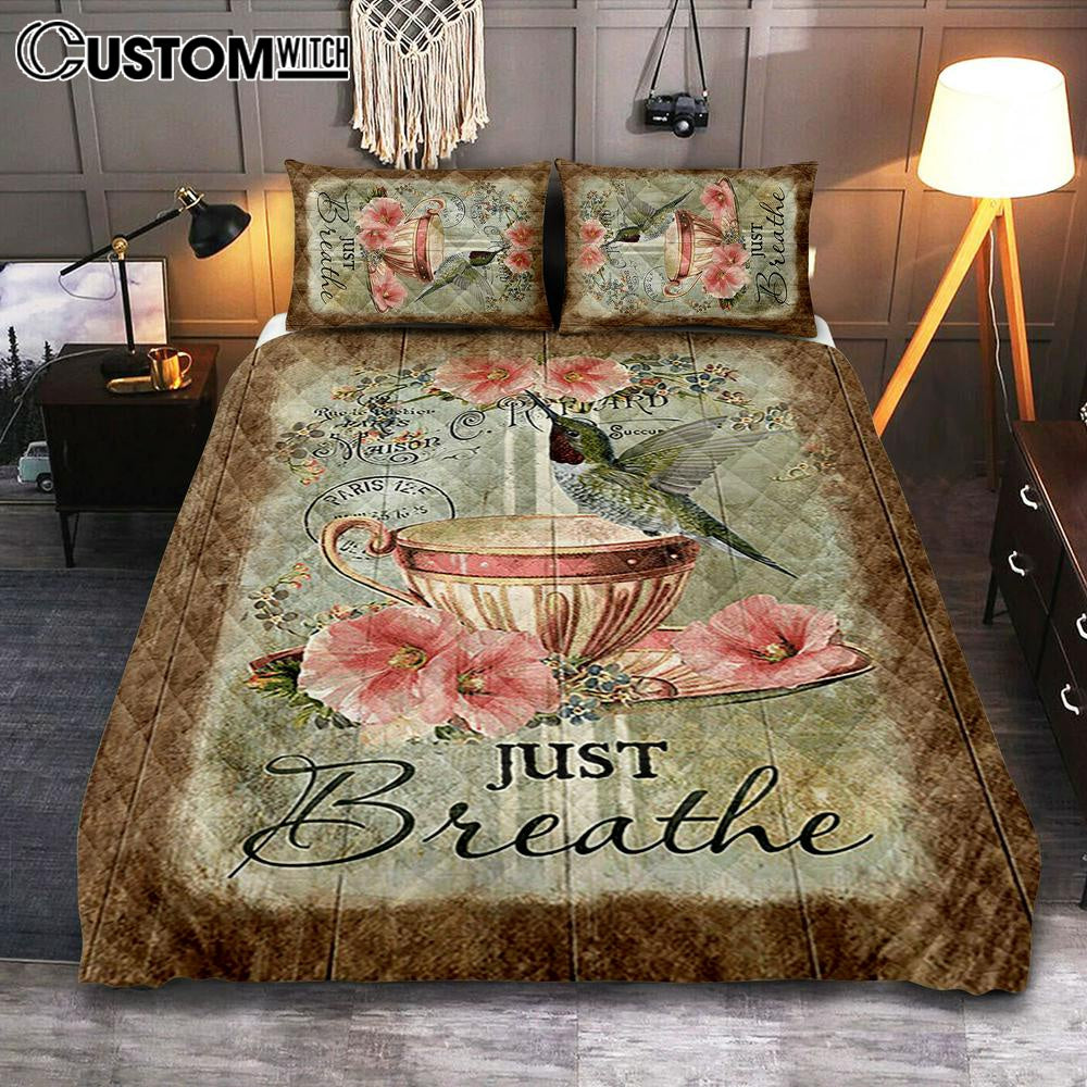 Just Breathe Hummingbird Tea Cup Pink Flowers Vintage Quilt Bedding Set Bedroom – Christian Quilt Bedding Set Prints – Bible Verse Quilt Bedding Set Art Just Breathe Hummingbird Tea Cup Pink Flowers Vintage Quilt Bedding Set Bedroom – Christian Quilt Bedding Set Prints – Bible Verse Quilt Bedding Set Art