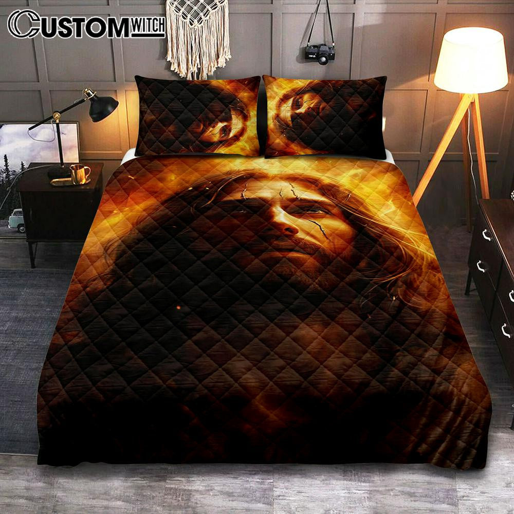 Jesus With Fire Quilt Bedding Set Prints – Jesus Quilt Bedding Set Art – Christian Bedroom Decor Jesus With Fire Quilt Bedding Set Prints – Jesus Quilt Bedding Set Art – Christian Bedroom Decor