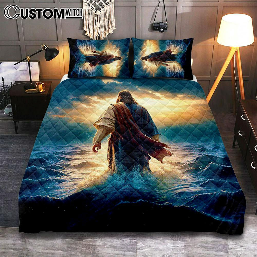 Jesus Walking On Water Quilt Bedding Set Print – Jesus Cover Twin Bedding Decor – Christian Bedroom Jesus Walking On Water Quilt Bedding Set Print – Jesus Cover Twin Bedding Decor – Christian Bedroom