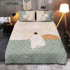 Jesus Walking On Water Quilt Bedding Set Painting – Jesus Cover Twin Bedding Decor – Christian Bedroom