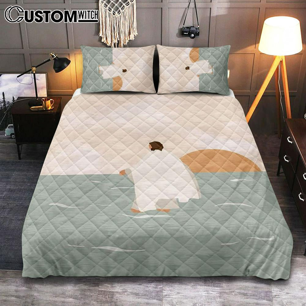 Jesus Walking On Water Quilt Bedding Set Painting – Jesus Cover Twin Bedding Decor – Christian Bedroom Jesus Walking On Water Quilt Bedding Set Painting – Jesus Cover Twin Bedding Decor – Christian Bedroom