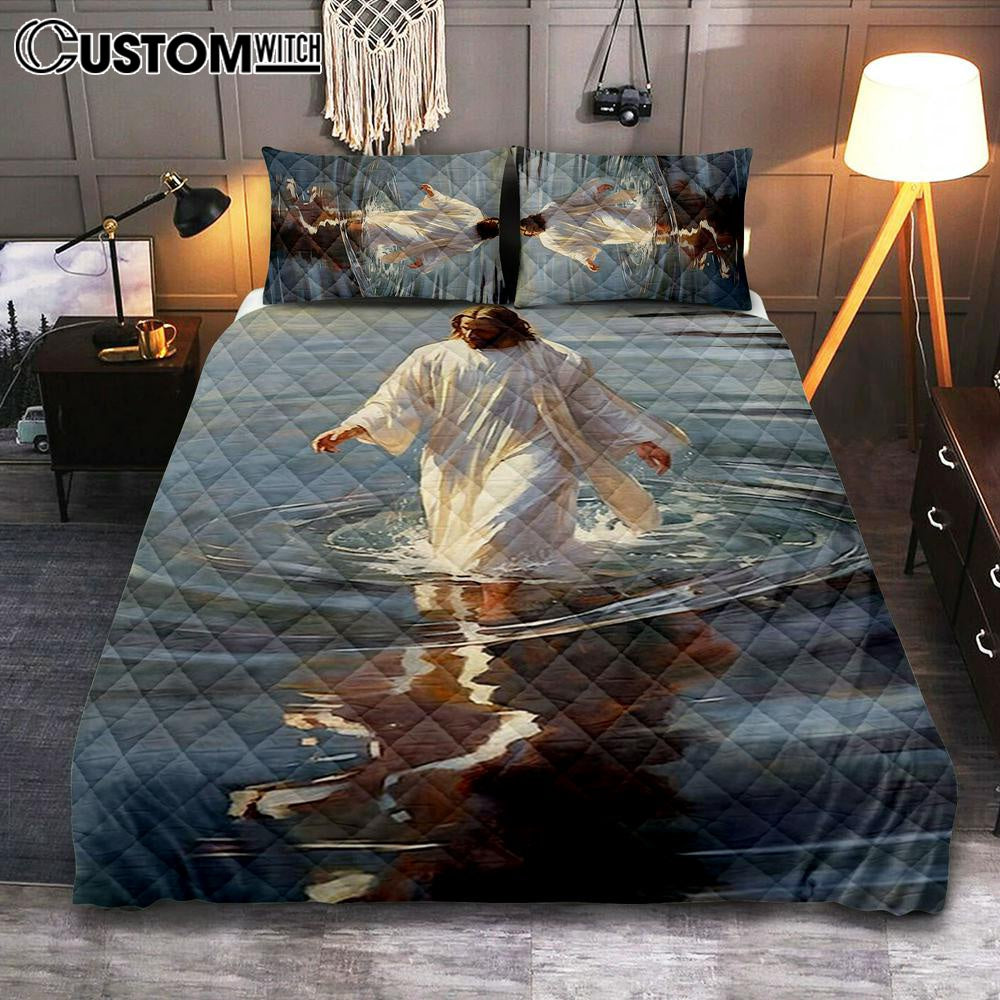 Jesus Walking On The Water Quilt Bedding Set Prints – Jesus Quilt Bedding Set Art – Christian Bedroom Decor Jesus Walking On The Water Quilt Bedding Set Prints – Jesus Quilt Bedding Set Art – Christian Bedroom Decor