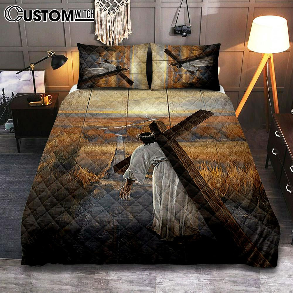 Jesus Walking On The Road To Emmaus Quilt Bedding Set – Christian Bedroom – Religious Home Decor Jesus Walking On The Road To Emmaus Quilt Bedding Set – Christian Bedroom – Religious Home Decor
