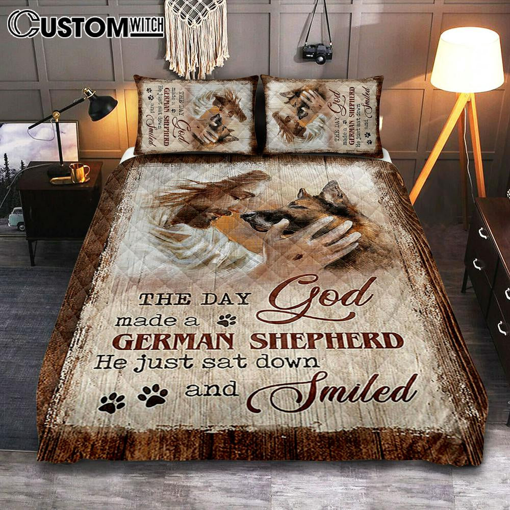 Jesus The Day God Made A German Shepherd Quilt Bedding Set – Christian Bedroom – Religious Home Decor