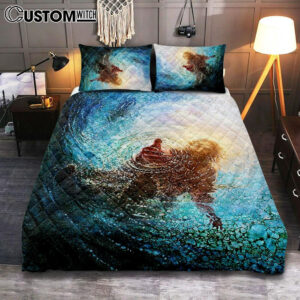 Jesus Reaching Into Water Quilt Bedding Set Bedroom – Jesus Quilt Bedding Set Pictures – Christian Quilt Bedding Set Bedroom