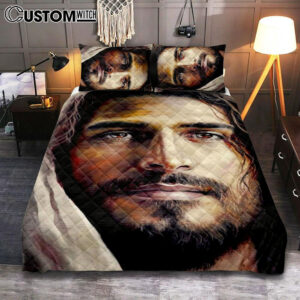 Jesus Portrait Quilt Bedding Set Prints – Jesus Quilt Bedding Set Art – Christian Bedroom Decor 4