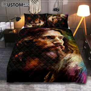 Jesus Painting Quilt Bedding Set Prints – Jesus Quilt Bedding Set Art – Christian Bedroom Decor