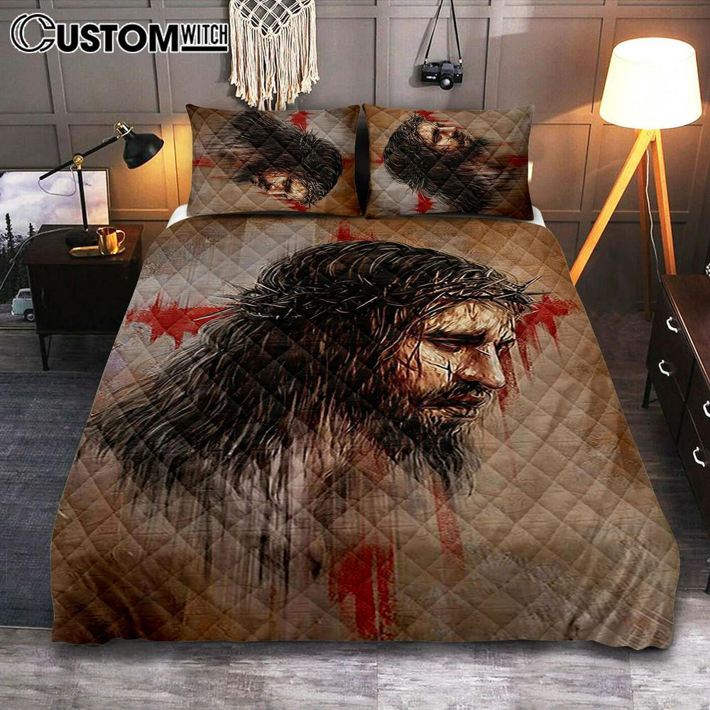 Jesus Paid It All Thorn Of Crown Quilt Bedding Set Art – Christian Art – Bible Verse Bedroom – Religious Home Decor