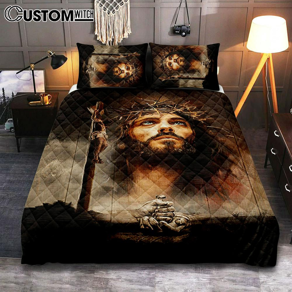 Jesus On The Cross With Crown Of Thorns Quilt Bedding Set Bedroom Jesus On The Cross With Crown Of Thorns Quilt Bedding Set Bedroom