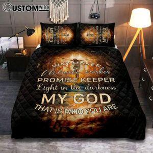 Jesus On The Cross Quilt Bedding Set – Way Maker Miracle Worker Promise Keeper Quilt Bedding Set – Christian Bedroom – Religious Home Decor