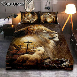 Jesus On The Cross Lamb Lionofjudah Quilt Bedding Set – Christian Bedroom – Religious Home Decor