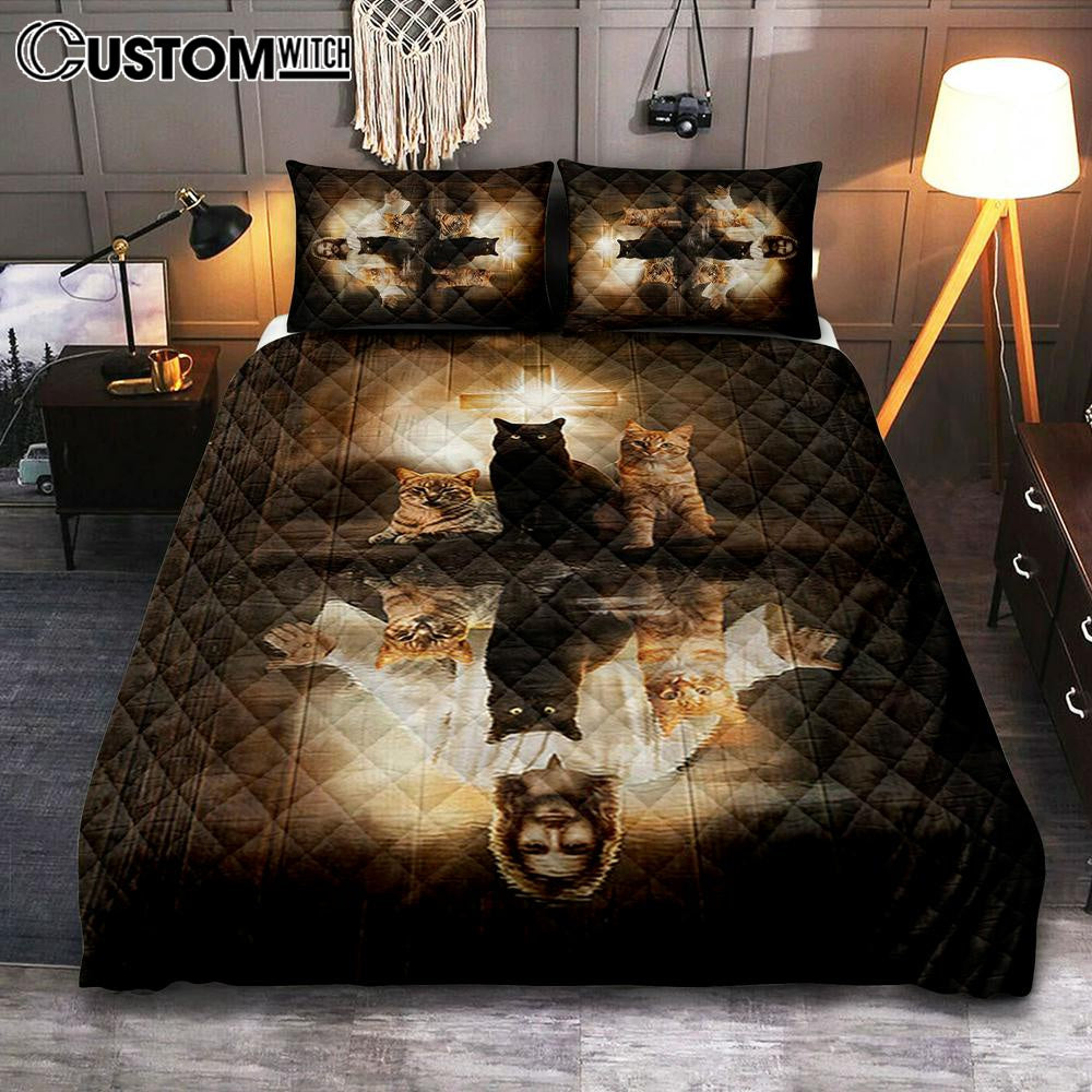 Jesus Lovely Cat Light Cross Bedroom Quilt Bedding Set – Jesus Portrait Quilt Bedding Set Prints – Christian Bedroom Jesus Lovely Cat Light Cross Bedroom Quilt Bedding Set – Jesus Portrait Quilt Bedding Set Prints – Christian Bedroom