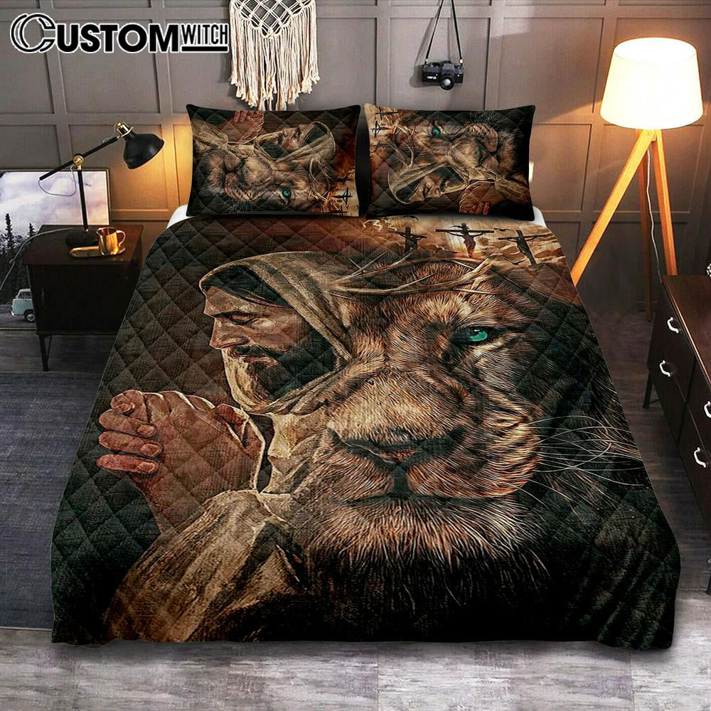 Jesus Lion Cross Eyes Half Jesus Half Lion Quilt Bedding Set Bedroom – Jesus Quilt Bedding Set Pictures – Christian Quilt Bedding Set Bedroom