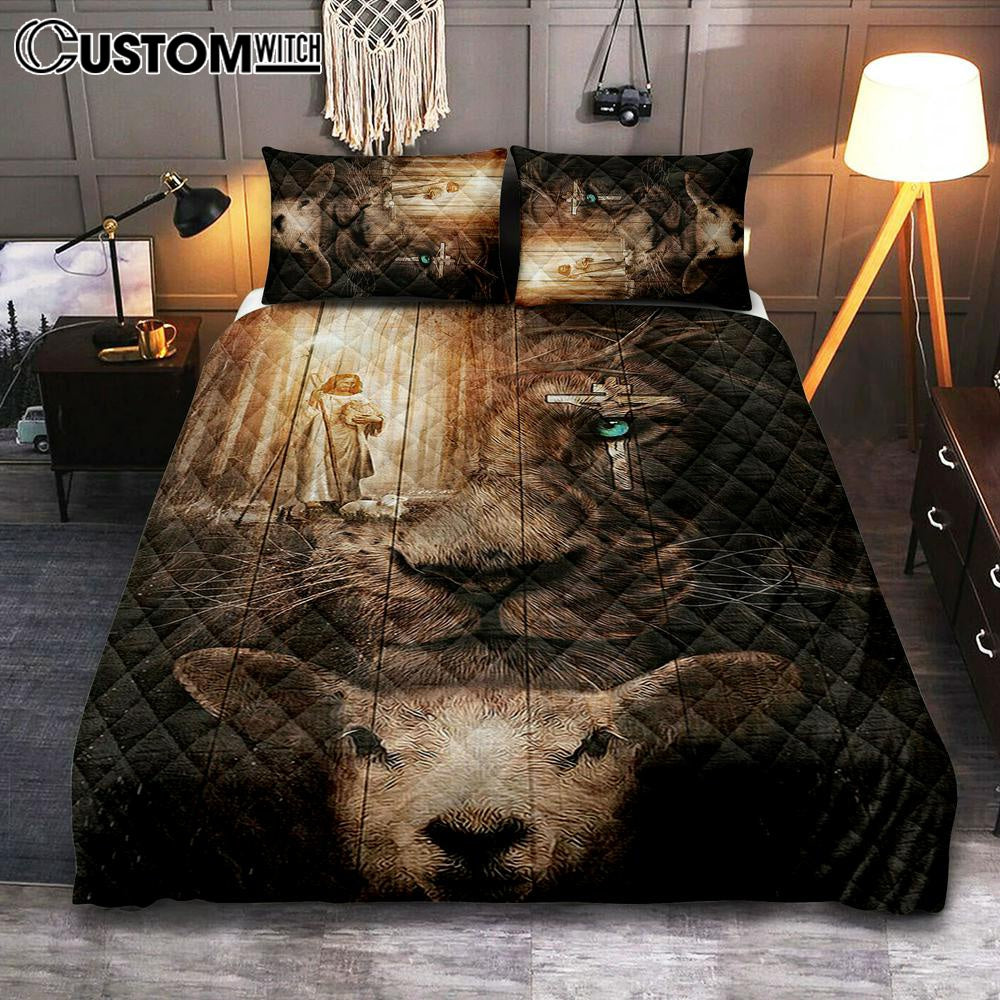 Jesus Lion & Lamb Quilt Bedding Set Bedroom – Jesus Quilt Bedding Set Pictures – Christian Quilt Bedding Set Bedroom
