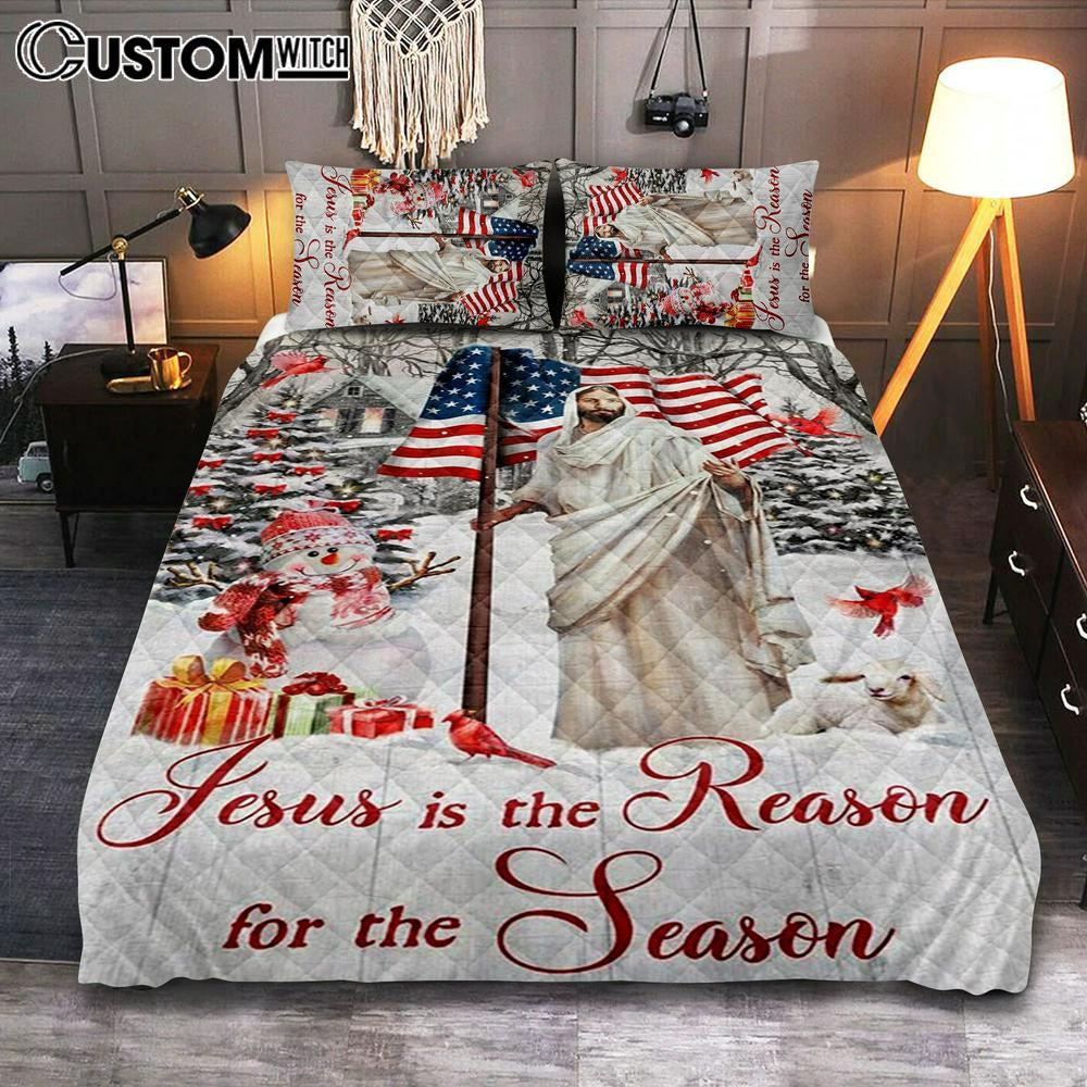 Jesus Is The Reason For The Season Quilt Bedding Set Prints – Jesus Christ Quilt Bedding Set Art – Christian Cover Twin Bedding Decor