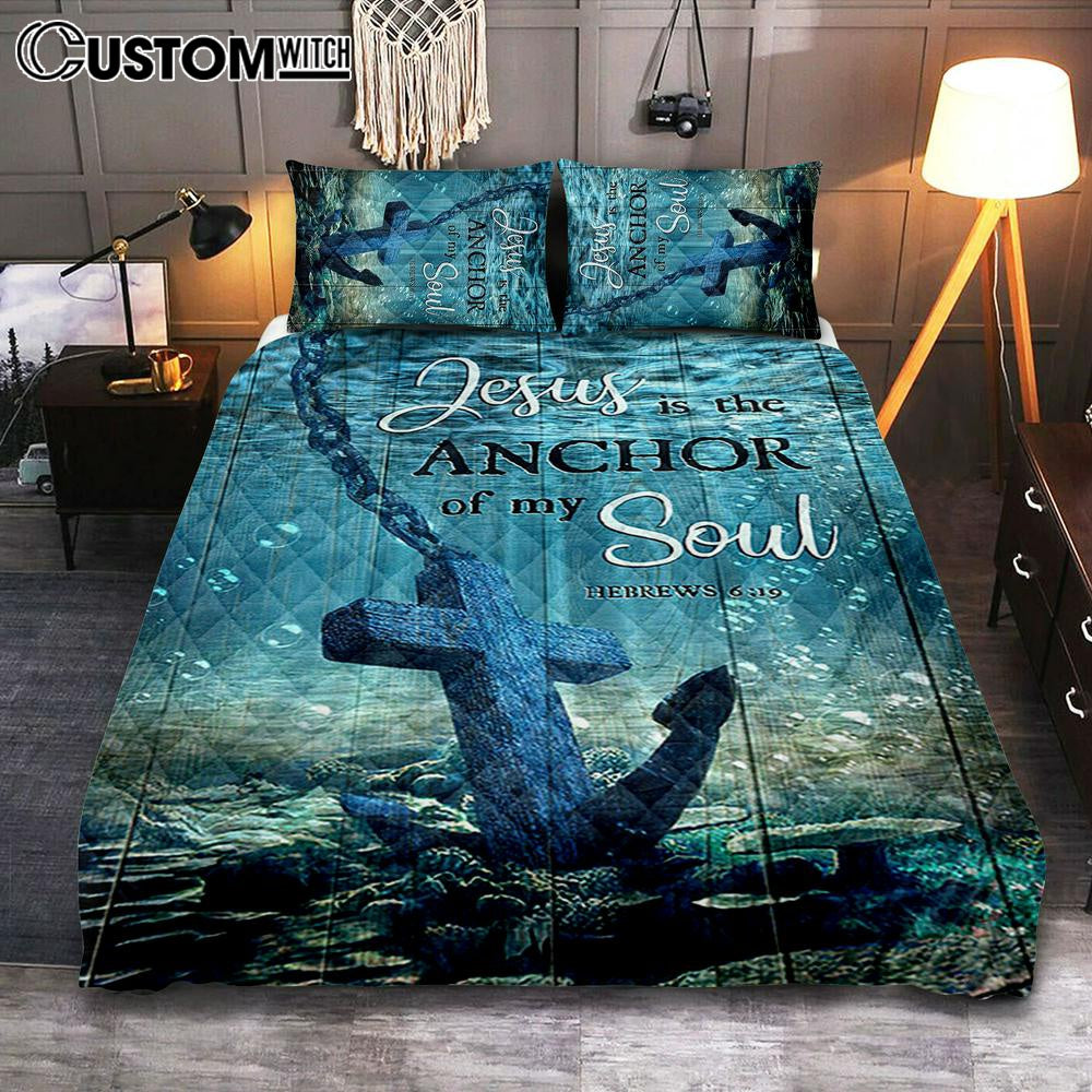 Jesus Is The Anchor Of My Soul Blue Ocean Cross Quilt Bedding Set Bedroom – Bible Verse Quilt Bedding Set Art – Christian Home Decor Jesus Is The Anchor Of My Soul Blue Ocean Cross Quilt Bedding Set Bedroom – Bible Verse Quilt Bedding Set Art – Christian Home Decor