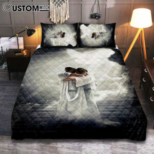 Jesus Hugging Woman Mystic Light Dove Quilt Bedding Set Prints – Jesus Christ Quilt Bedding Set Art – Christian Cover Twin Bedding Decor