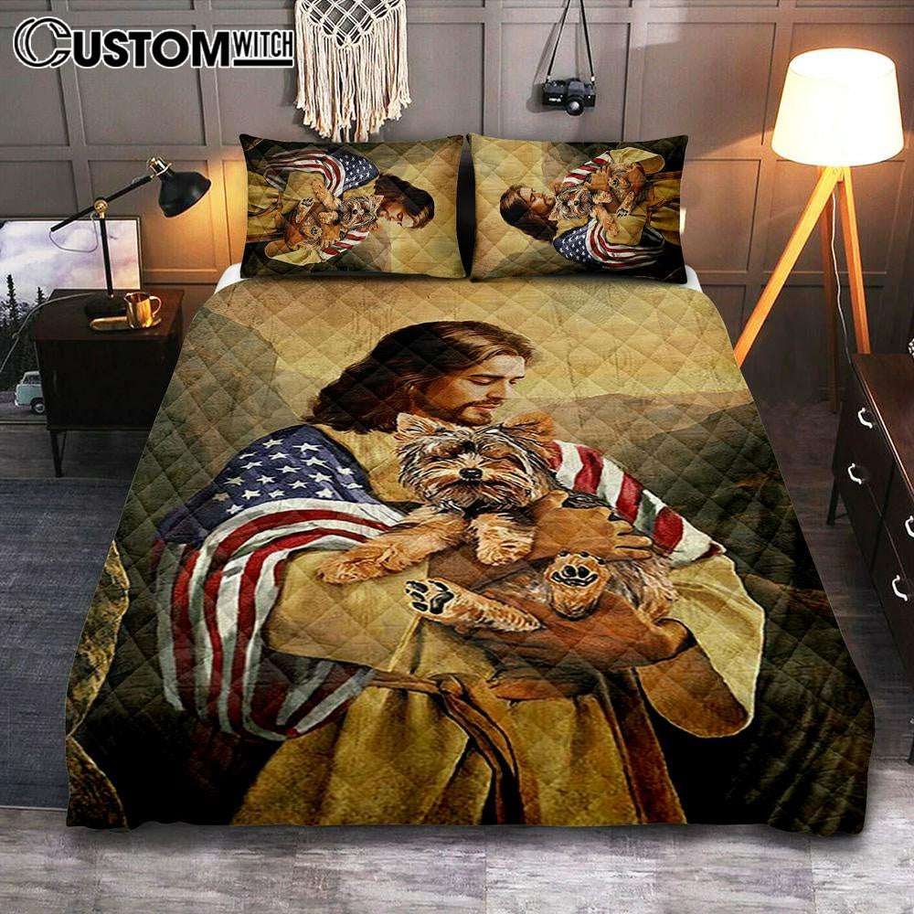 Jesus Hug Yorkshire Terrier Quilt Bedding Set Art – Christian Art – Bible Verse Bedroom – Religious Home Decor Jesus Hug Yorkshire Terrier Quilt Bedding Set Art – Christian Art – Bible Verse Bedroom – Religious Home Decor