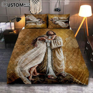 Jesus Hug In The Arms Of His Love Quilt Bedding Set Art – Christian Art – Bible Verse Bedroom – Religious Home Decor