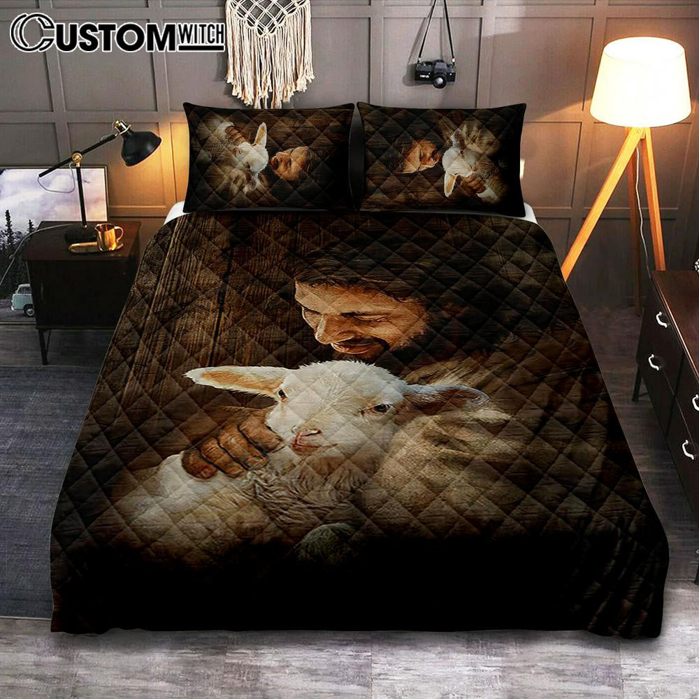 Jesus Holding Lamb Quilt Bedding Set – Christian Bedroom – Religious Home Decor Jesus Holding Lamb Quilt Bedding Set – Christian Bedroom – Religious Home Decor