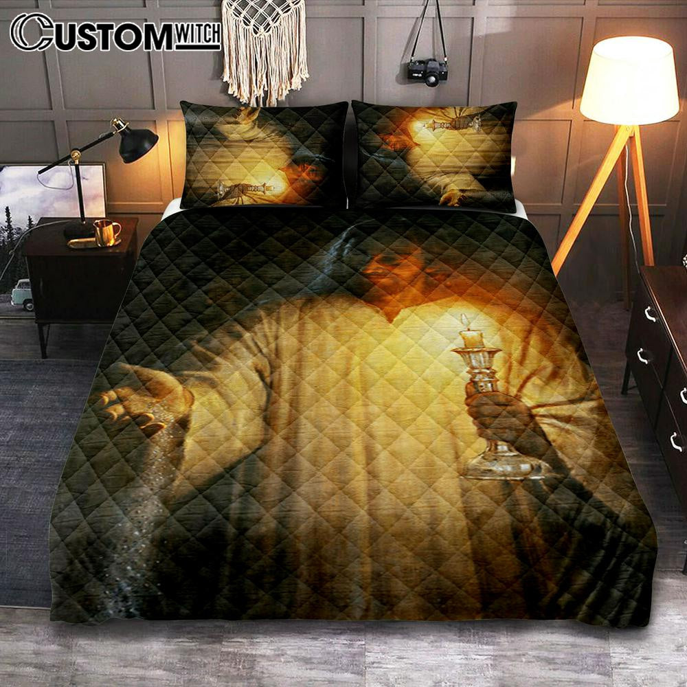 Jesus Holding Candle Quilt Bedding Set Prints – Jesus Christ Quilt Bedding Set Art – Christian Cover Twin Bedding Decor Jesus Holding Candle Quilt Bedding Set Prints – Jesus Christ Quilt Bedding Set Art – Christian Cover Twin Bedding Decor