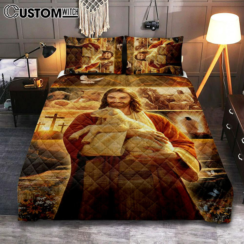 Jesus Holding A Lamb Quilt Bedding Set Prints – Jesus Christ Quilt Bedding Set Art – Christian Cover Twin Bedding Decor Jesus Holding A Lamb Quilt Bedding Set Prints – Jesus Christ Quilt Bedding Set Art – Christian Cover Twin Bedding Decor