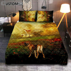 Jesus Hand Great Dane Flower Field Bedroom Quilt Bedding Set – Jesus Portrait Quilt Bedding Set Prints – Christian Bedroom