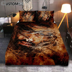 Jesus Face Bedroom Quilt Bedding Set – Jesus Portrait Quilt Bedding Set Prints – Christian Bedroom