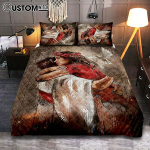 Jesus Dove A Warming Hug Quilt Bedding Set – Christian Bedroom – Religious Home Decor