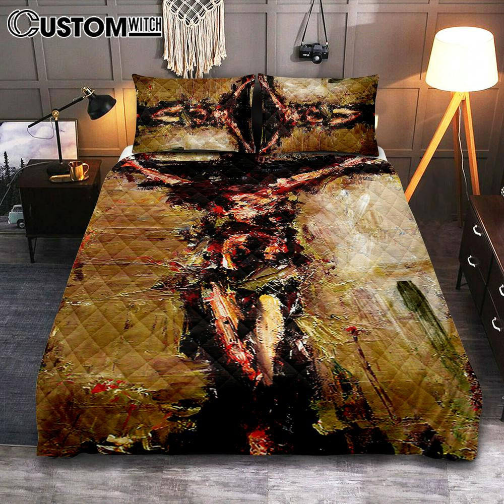 Jesus Died On Cross Quilt Bedding Set Prints – Jesus Christ Quilt Bedding Set Art – Christian Cover Twin Bedding Decor