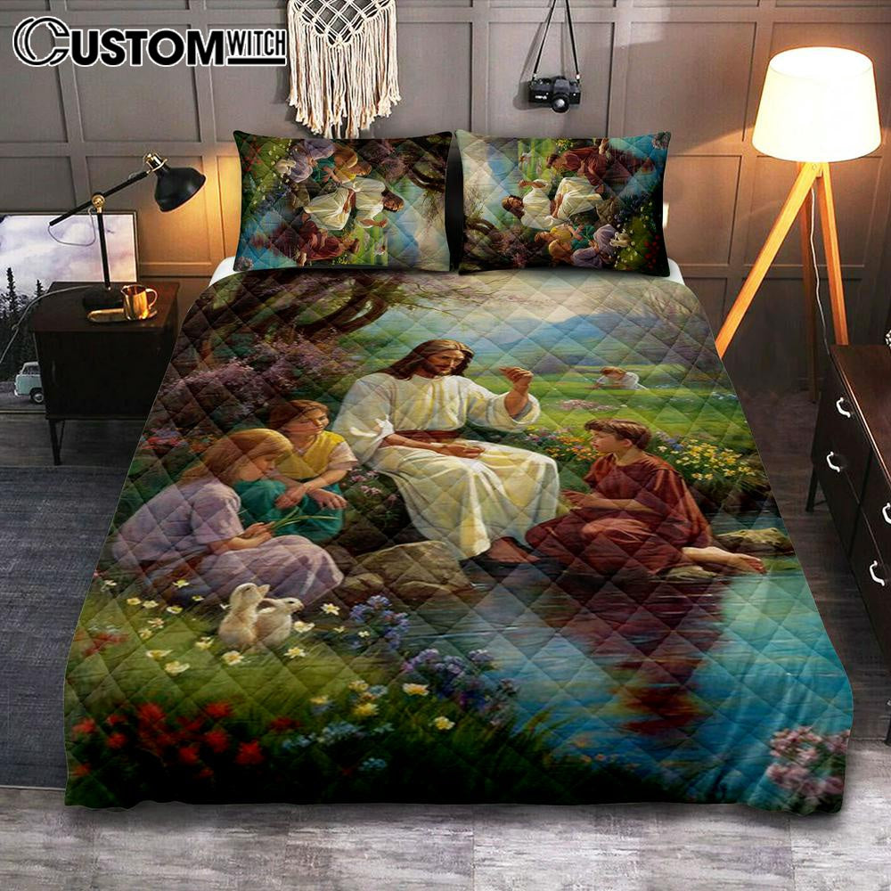 Jesus Christ With Children Quilt Bedding Set Prints – Jesus Quilt Bedding Set Art – Christian Bedroom Decor Jesus Christ With Children Quilt Bedding Set Prints – Jesus Quilt Bedding Set Art – Christian Bedroom Decor