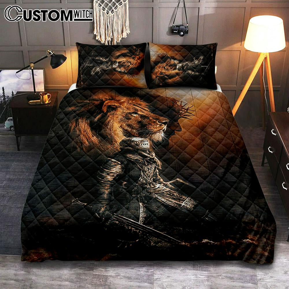 Jesus Christ The Lion Of Judah Warrior Of Christ Bedroom Quilt Bedding Set – Jesus Portrait Quilt Bedding Set Prints – Christian Bedroom
