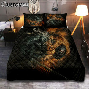 Jesus Christ Lion Of Judah Awesome Warrior Bedroom Quilt Bedding Set – Jesus Portrait Quilt Bedding Set Prints – Christian Bedroom
