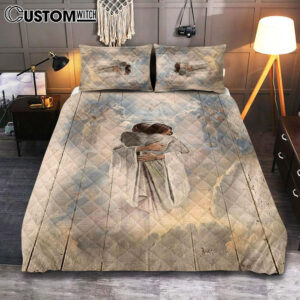Jesus Christ Hugging Man In Heaven Quilt Bedding Set – Christian Bedroom – Religious Home Decor