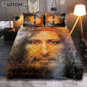 Jesus Christ Bedroom – Jesus Picture – Inspirational Gift For Pastor Priest – Christian Quilt Bedding Set Bedroom Decor