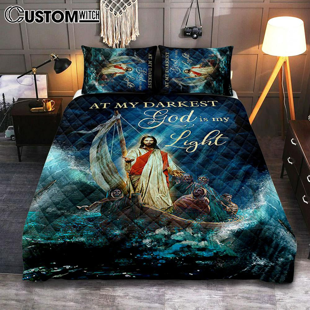 Jesus Calming The Storm Quilt Bedding Set – At My Darkest God Is My Light Bedroom Quilt Bedding Set – Jesus Portrait Quilt Bedding Set Prints – Christian Bedroom Jesus Calming The Storm Quilt Bedding Set – At My Darkest God Is My Light Bedroom Quilt Bedding Set – Jesus Portrait Quilt Bedding Set Prints – Christian Bedroom