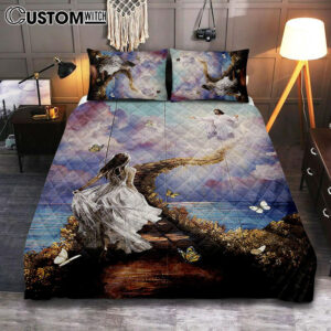 Jesus Beautiful Girl Path To Heaven Quilt Bedding Set – Christian Bedroom – Religious Home Decor