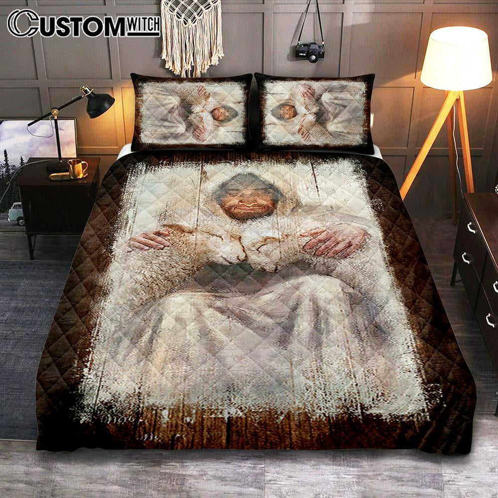 Jesus And The Lambs Bedroom Quilt Bedding Set – Jesus Portrait Quilt Bedding Set Prints – Christian Bedroom Jesus And The Lambs Bedroom Quilt Bedding Set – Jesus Portrait Quilt Bedding Set Prints – Christian Bedroom