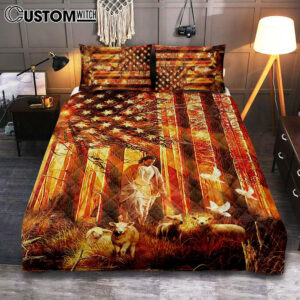 Jesus & The Lambs Quilt Bedding Set Bedroom – Jesus Quilt Bedding Set Pictures – Christian Quilt Bedding Set Bedroom