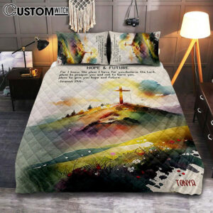Jeremiah 911 Hope & Future Personalized Quilt Bedding Set Bedroom – Christian Quilt Bedding Set Prints – Bible Verse Gift For Women Of God