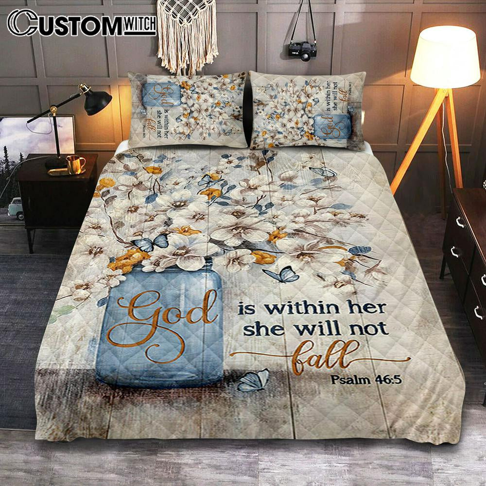 Jasmine Flower God Is Within Her Quilt Bedding Set Art – Bible Verse Bedroom Jasmine Flower God Is Within Her Quilt Bedding Set Art – Bible Verse Bedroom