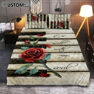 It Is Well With My Soul Red Rose Piano Quilt Bedding Set Art – Bible Verse Bedroom
