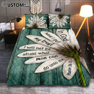 In God Have I Put My Trust Lily Flower Quilt Bedding Set Art – Bible Verse Bedroom