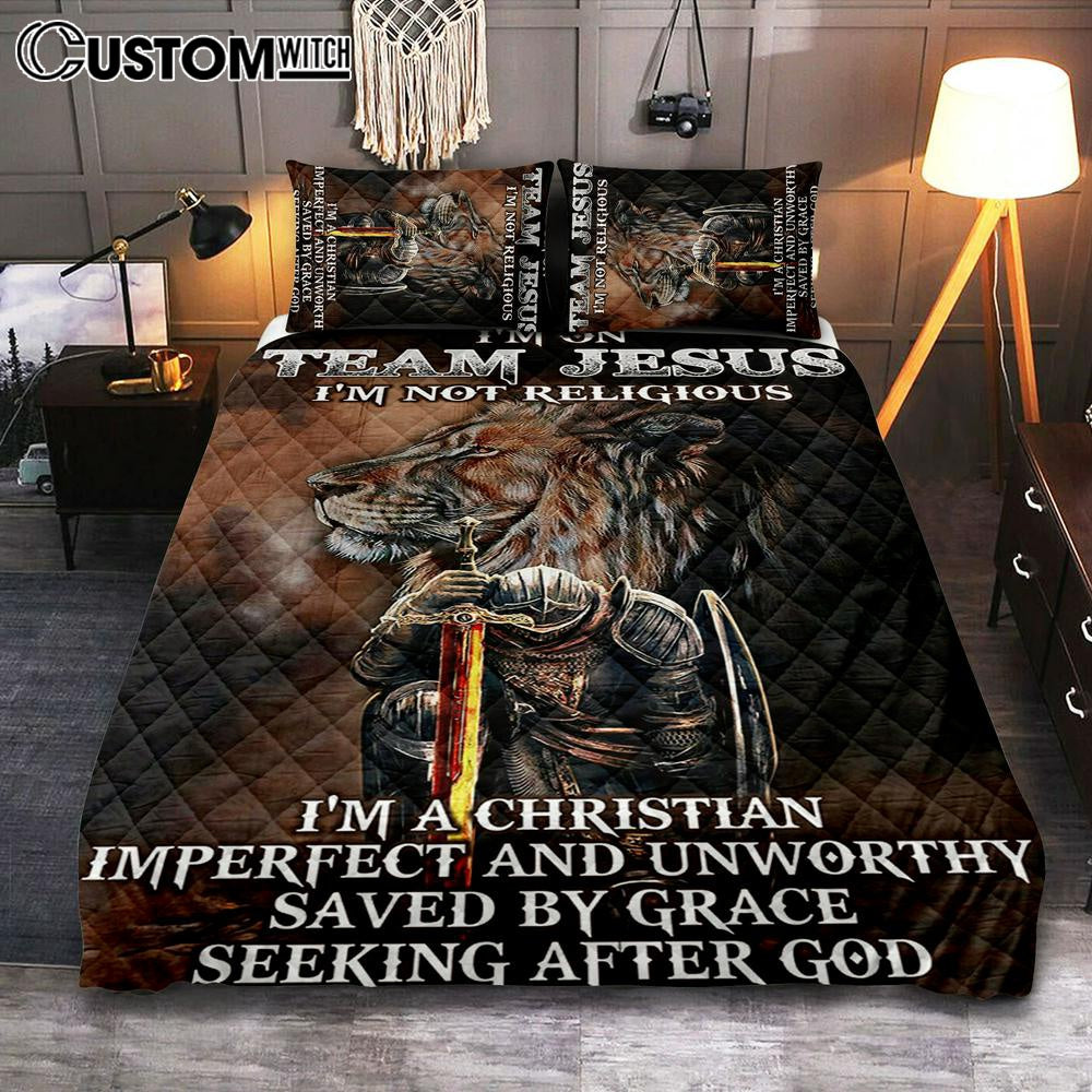 I’m On Team Jesus Quilt Bedding Set Bedroom – Lion & Warrior Quilt Bedding Set – Jesus Quilt Bedding Set Pictures – Christian Quilt Bedding Set Bedroom