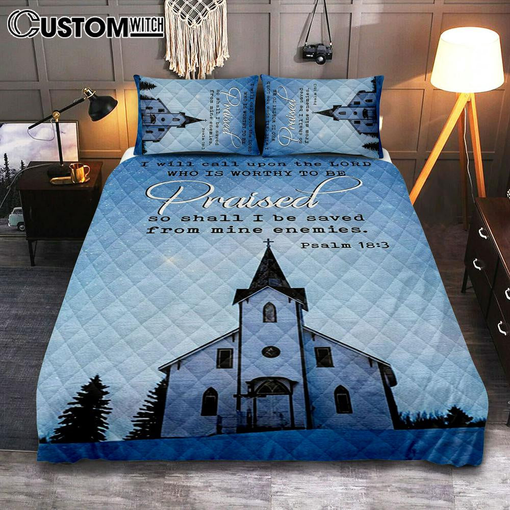 I Will Call Upon The Lord Country Church Quilt Bedding Set Bedroom – Christian Quilt Bedding Set Prints – Religious Cover Twin Bedding Decor I Will Call Upon The Lord Country Church Quilt Bedding Set Bedroom – Christian Quilt Bedding Set Prints – Religious Cover Twin Bedding Decor