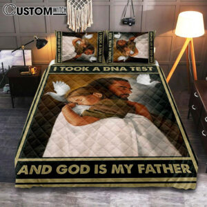 I Took A Dna Test And God Is My Father Quilt Bedding Set Bedroom – Jesus Hugs The Little Girl Cover Twin Bedding Quilt Bedding Set – Religious Quilt Bedding Set Prints